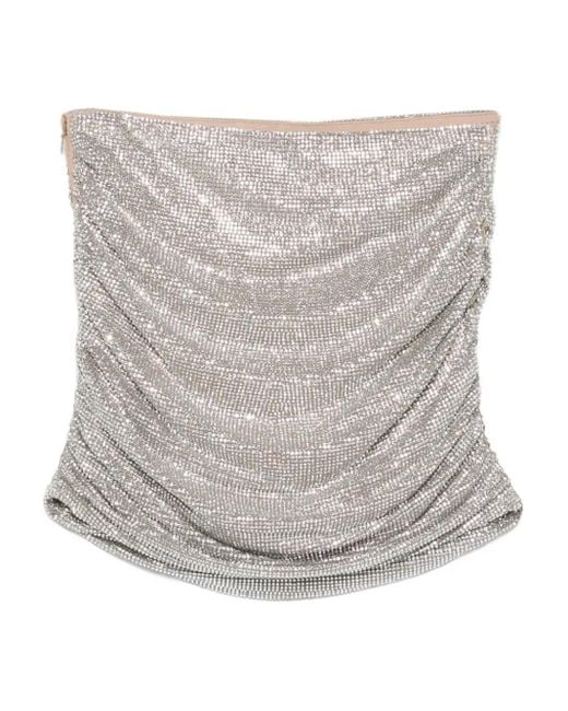 GIUSEPPE DI MORABITO Gray Crystal-Embellished Gathered Mini Skirt