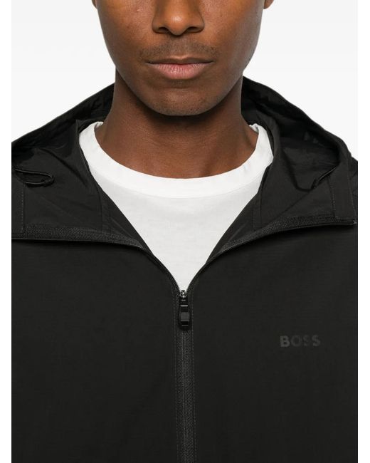 Boss Black Hooded Zip-Up Jacket for men