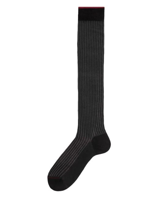 Gallo Black Ribbed Cotton Socks for men