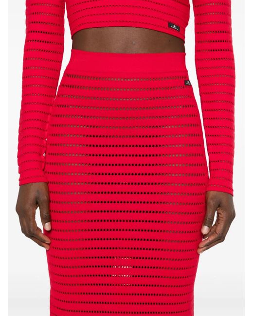 Falda midi de punto flojo Elisabetta Franchi de color Red