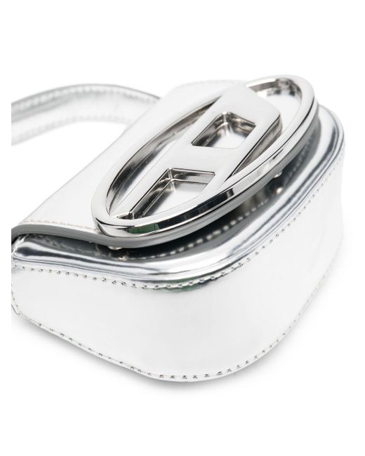 Bolso metalizado mini con placa del logo 1DR-XS-S DIESEL de color Gray
