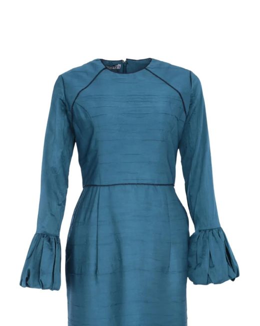 Baruni Blue Talia Maxikleid mit gerüschten Bündchen
