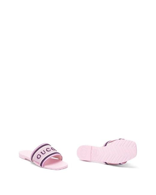 Gucci Pink Logo Strap Slippers