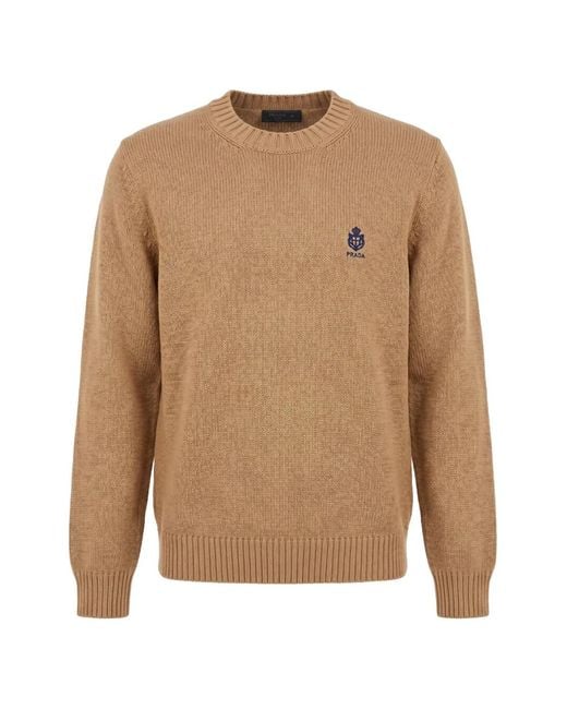 Prada Natural Pull En Coton À Col Rond for men
