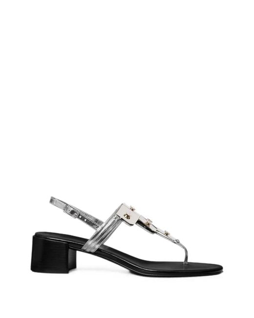 Tory Burch White Studded Heeled Sandals