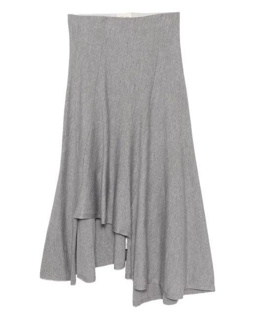 Khaite Gray Wool Midi Skirt