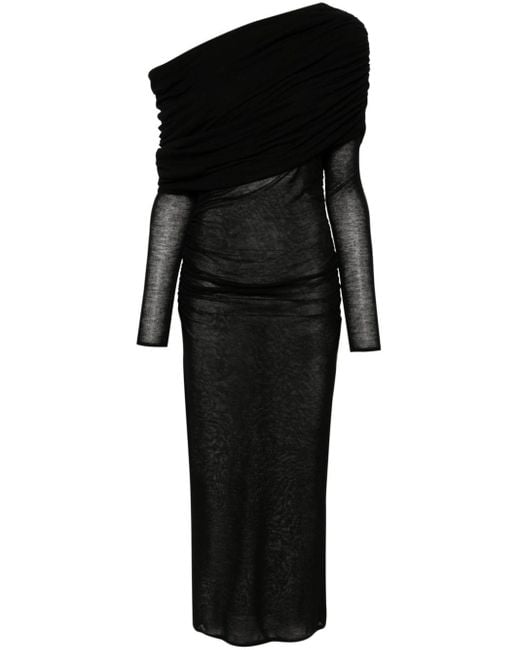 Robe longue à col bénitier Saint Laurent en coloris Black