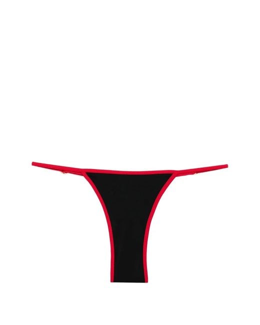 Leslie Amon White Cerise Bead-Embellished Bikini Bottoms