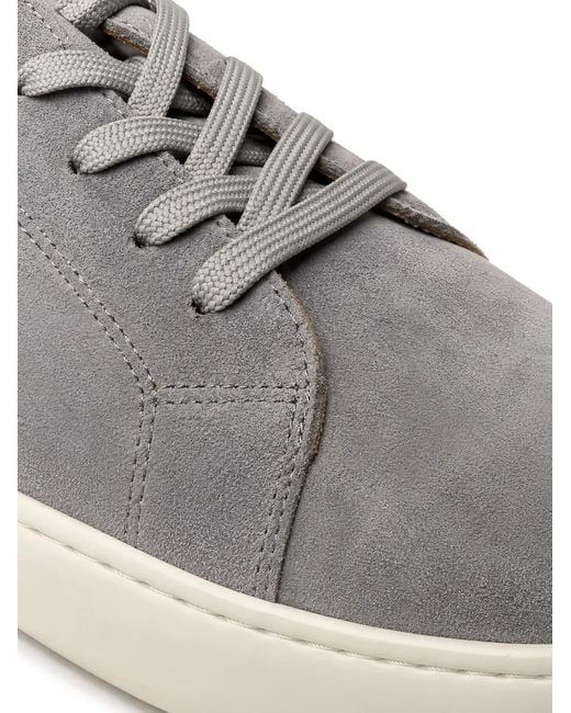 Poche Paris White Lace-Up Suede Sneakers for men
