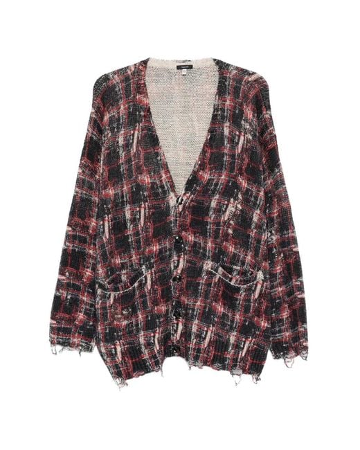 R13 Brown Frayed Cardigan for men