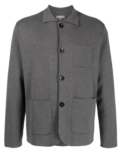 N.Peal Cashmere Gray Pointed-collar Single-breasted Blazer for men