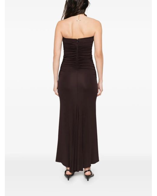 Elisabetta Franchi Purple Ruched Midi Dress