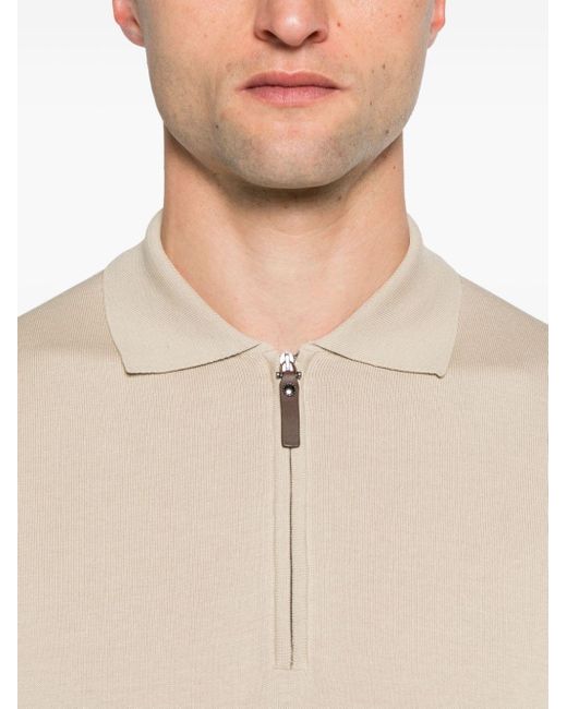 Canali Poloshirt mit Reißverschluss in Natural für Herren