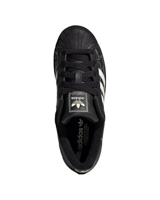 Adidas Black Superstar Star Ii Embroidered Sneakers