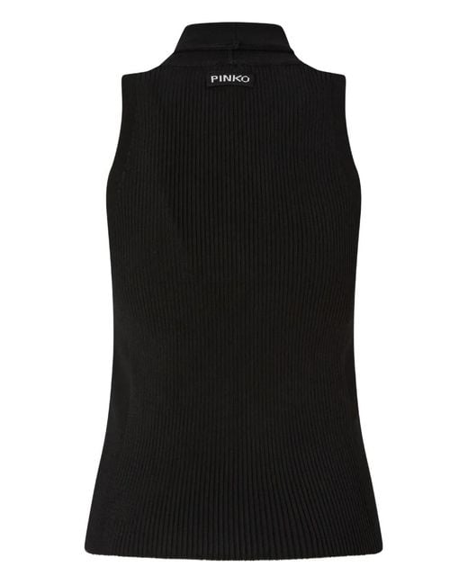 Pinko Black Bow-Tie Button-Down Knitted Blouse