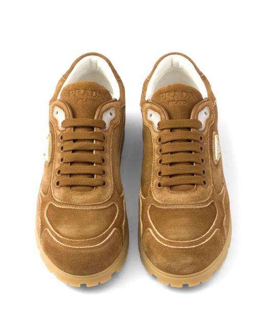 Prada Brown Faded Suede Sneaker
