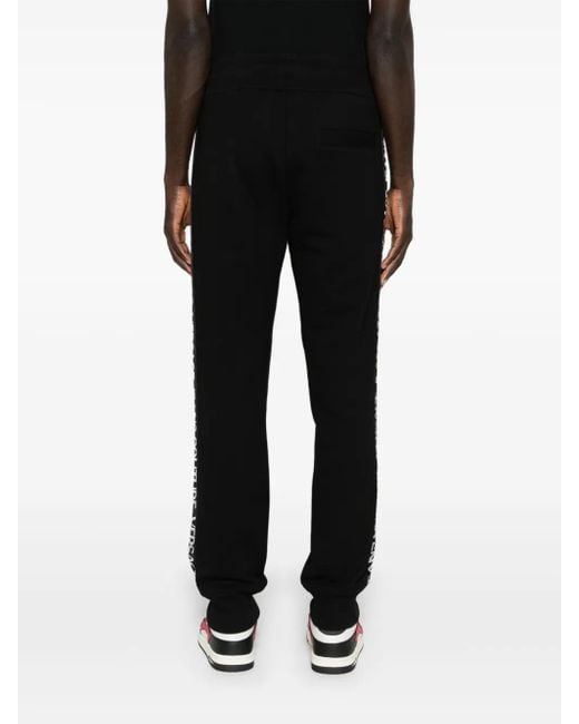 Versace Jeans Couture Black Logo-Trim Cotton Fleece Sweatpants for men