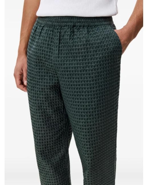 Les Deux Green Seersucker Elasticated-Waist Trousers for men