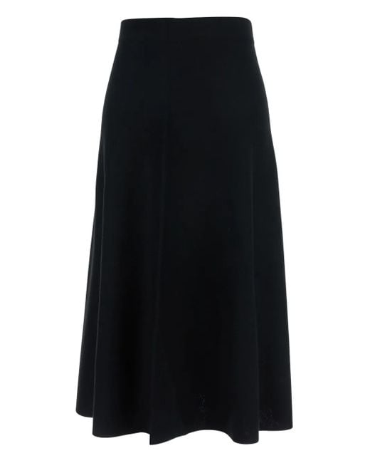 Allude Black Knit Flared A-Line Skirt