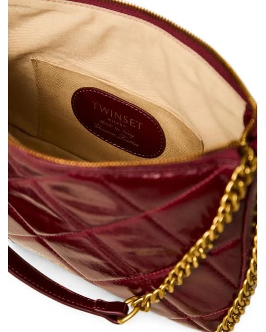 Twinset Red Medium Liliane Quilted Leather Bag