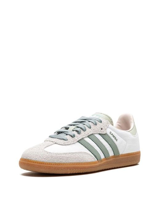 Adidas White Samba Silver Green Sneakers