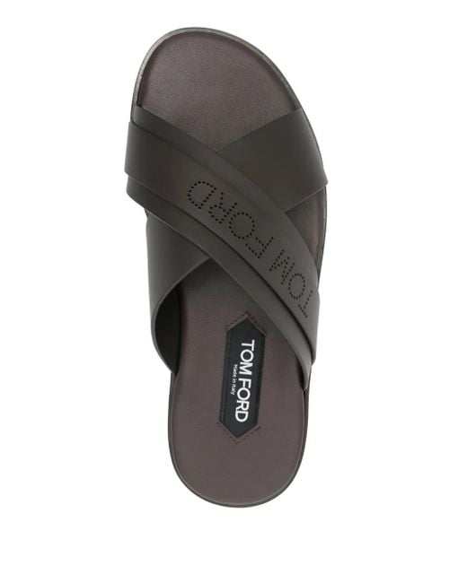 Sandali Slides Con Logo di Tom Ford in Black da Uomo