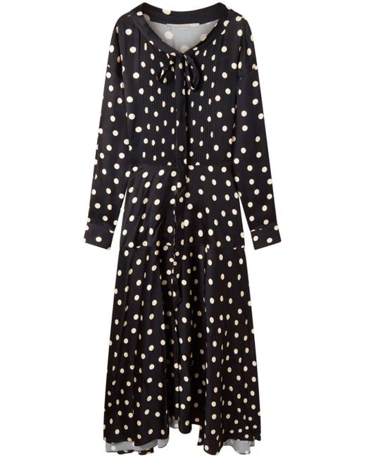 Stella McCartney Black Polka-dot Drop-shoulder Maxi Dress