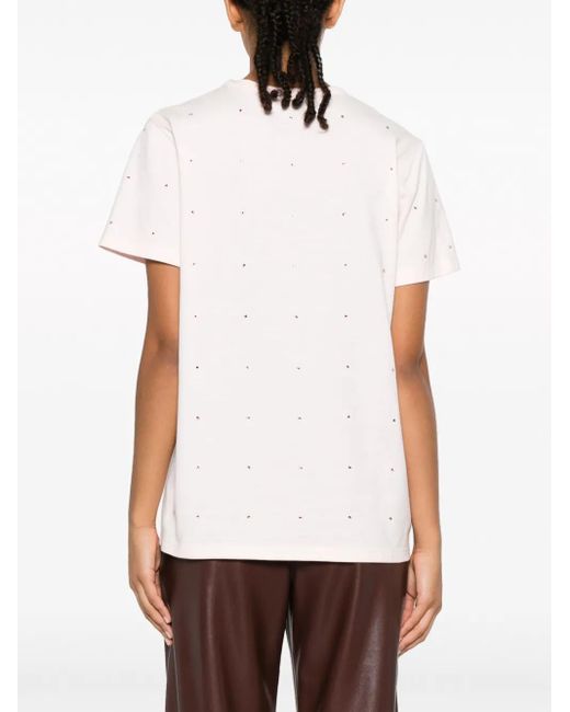 Barrie Pink Logo-Embroidered Embellished T-Shirt