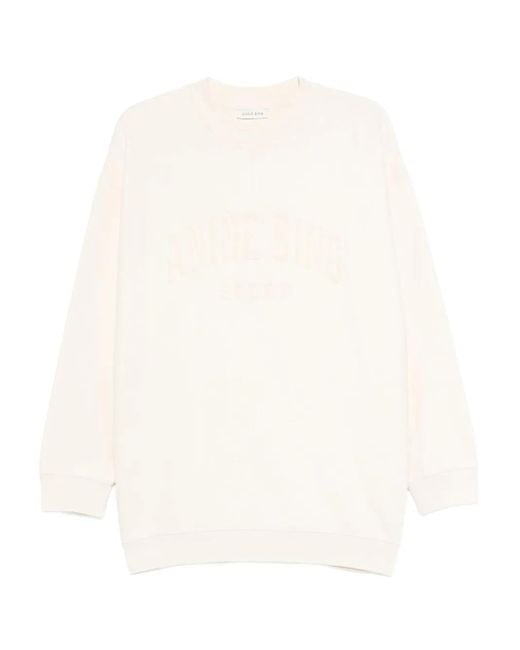 Anine Bing White Embroidered-Logo Sweatshirt