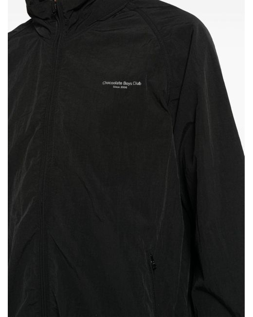 Chocoolate Black Logo-appliqué Track Jacket for men