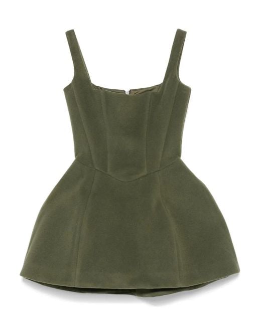 Vestiaire d'un Oiseau Libre Green Square-Neck Flared Mini Dress