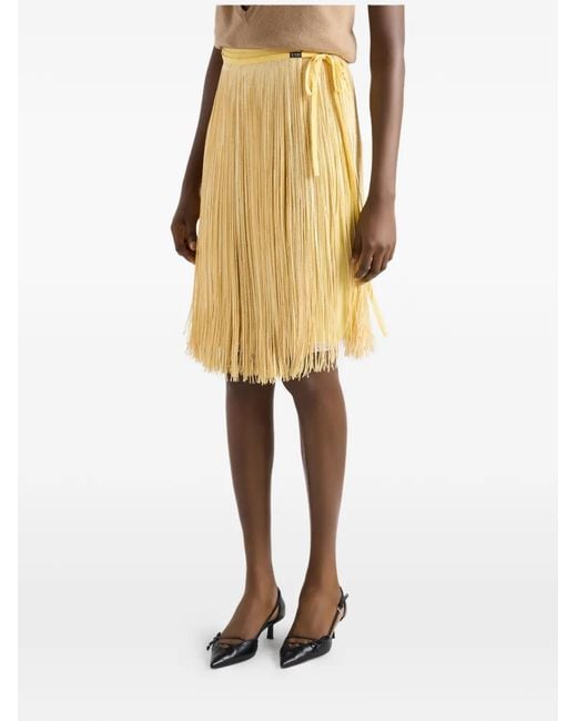 Prada Yellow Skirt With Sequin Fringe