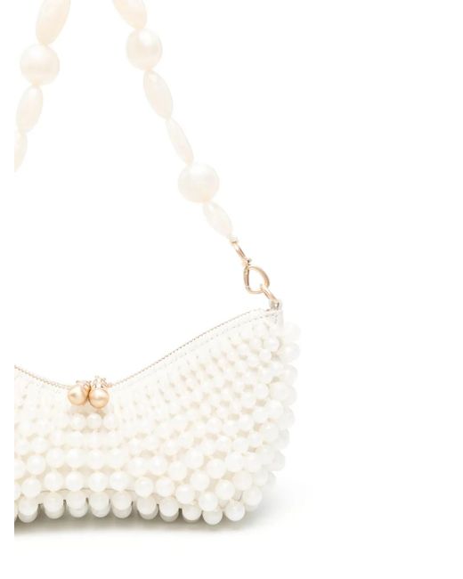 Cult Gaia White Mini Mercier Beaded Shoulder Bag