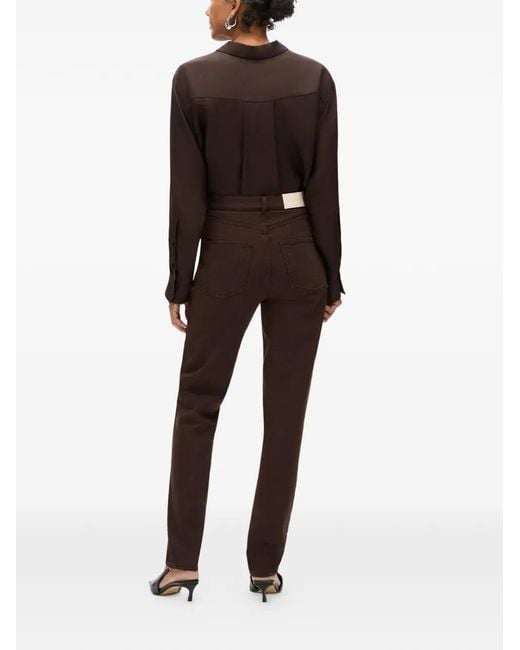 Another Tomorrow Brown Slim-Fit Jeans