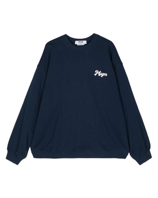 MSGM Blue Logo-print Cotton Sweatshirt