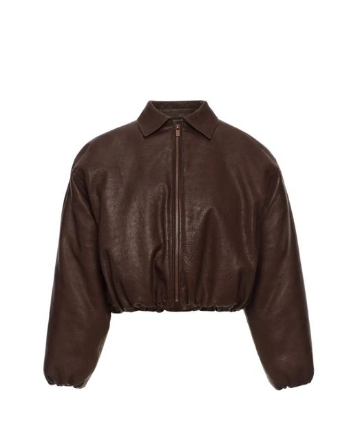Magda Butrym Brown Cropped Bomber Jacket