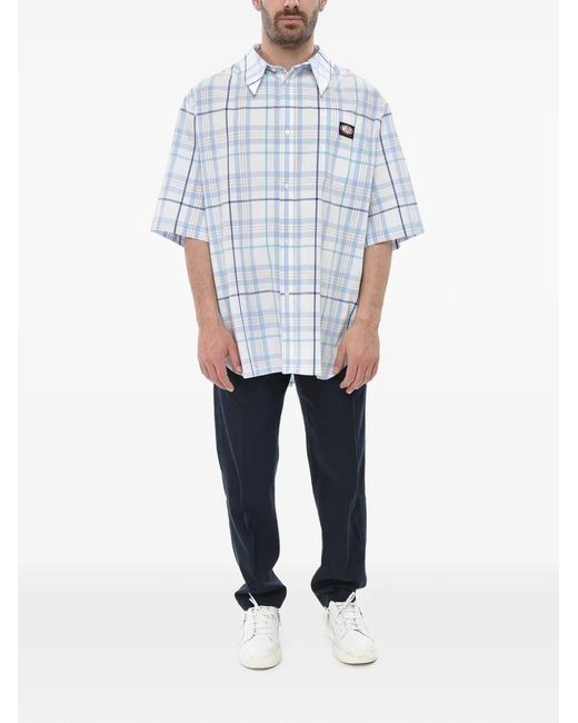 Willy Chavarria White Logo-Patch Checked Shirt for men