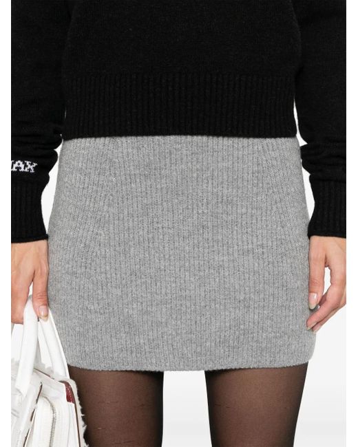 Sportmax Gray Wool Knitted Skirt