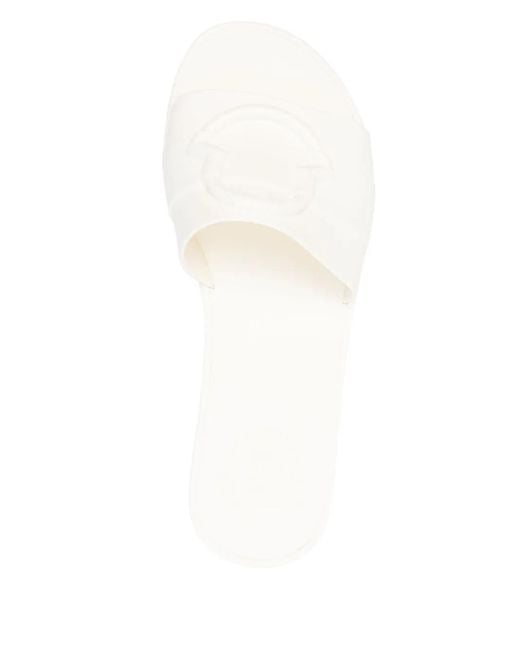 Moncler White Mon Rubber Slides