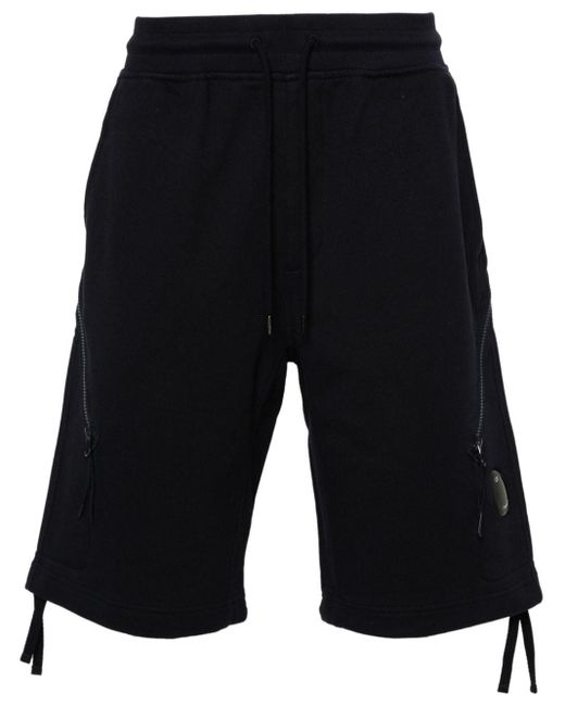 C P Company Black Lens-detail Cotton Shorts for men