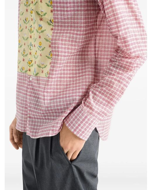 Prada Pink Printed Cotton Shirt for men