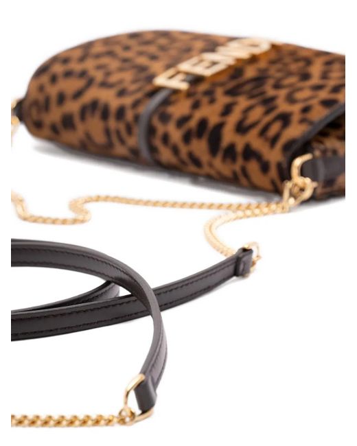 Borsa Tote Leopardata di Fendi in Brown