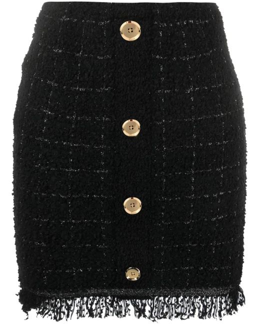 Pinko Black Weave Fringed Miniskirt