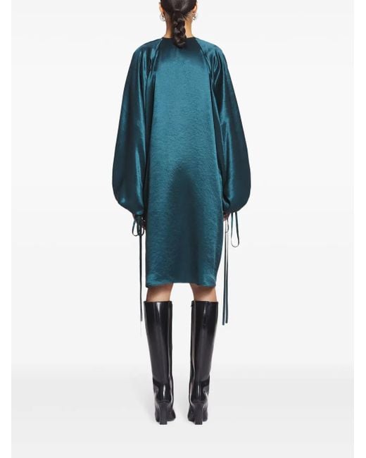 Lanvin Blue Satin-Finish Midi Dress