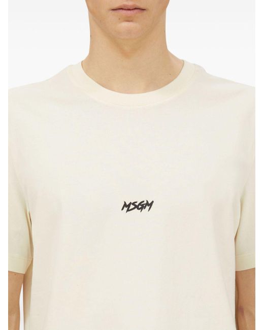 T-shirt à logo imprimé MSGM pour homme en coloris White
