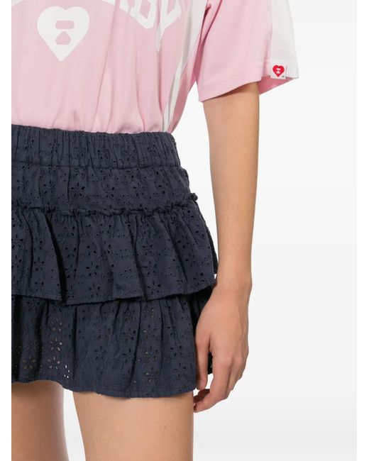 AAPE BY A BATHING AP Blue Broderie-Anglaise Ruffled Skort