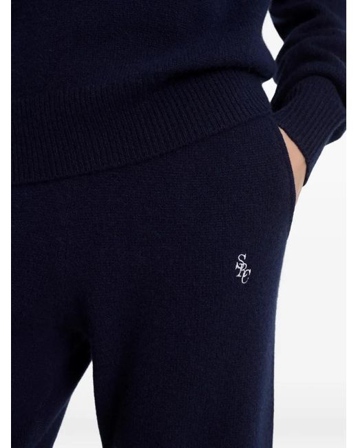 Sporty & Rich Blue Pantalon À Taille Élastiquée