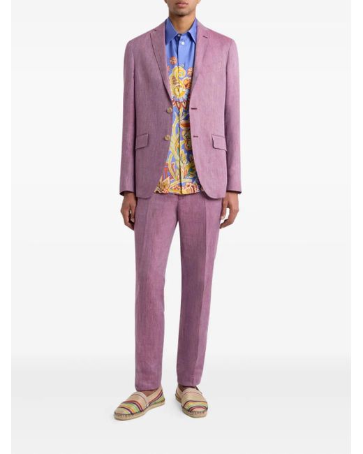 Etro Purple Slub-Texture Blazer for men