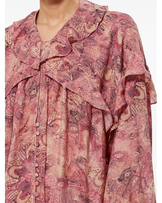 Isabel Marant Red Charis Mandala-Print Blouse