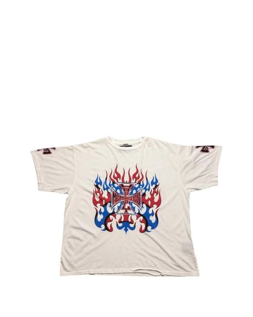 HMDD White T-Shirt Imprimé À Effet Usé for men